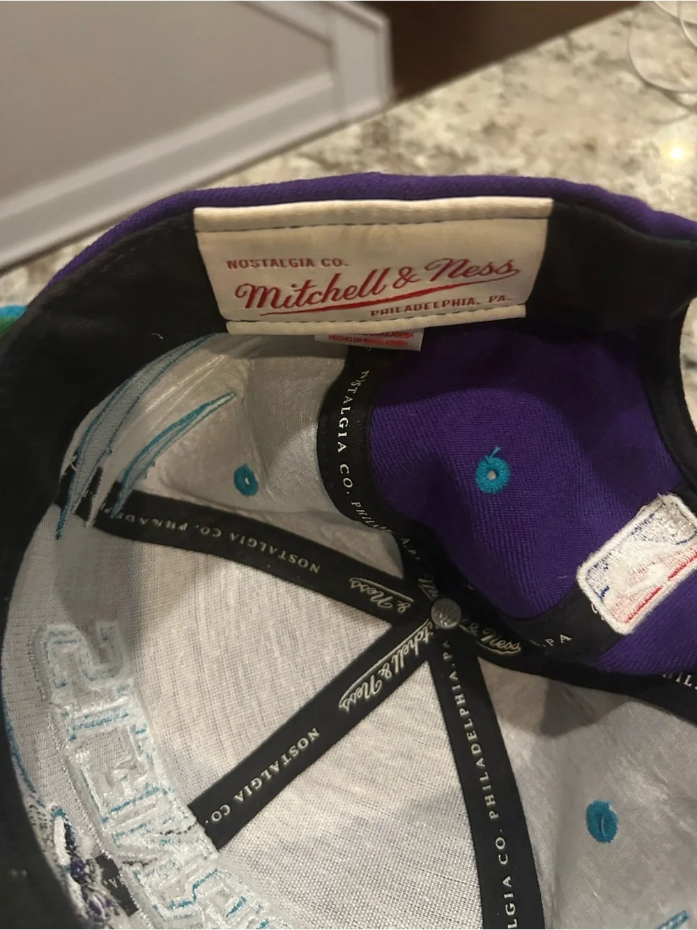 Mitchell & Ness Charlotte Hornets Purple and Teal Snapback